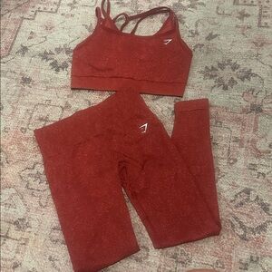 GymShark Red Sports Bra and Full length Leggings Set Size small and medium